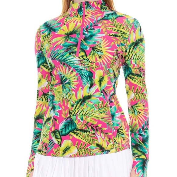 Tommy Bahama Printed L/S 1/2 Zip Neck Knit UPF 50 Golf Top Shirt S L XL NWT - Picture 1 of 4